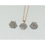 18ct gold diamond earrings approx 0.5ct each together matched diamond necklace h/m 0.5ct, aprox 1.