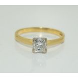 18ct gold ladies diamond solitaire ring millennium cut 2000 0.5ct approx size P