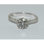 18ct gold ladies diamond solitaire ring, approx 1.3ct, Size N.