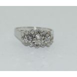 Diamond approx. 0.60ct 9ct white gold cluster ring, Size M 1/2.