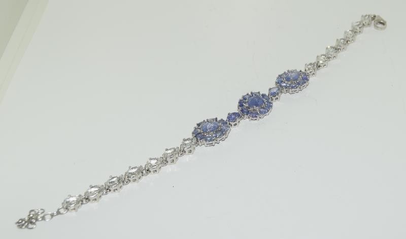 14ct gold on silver tanzanite and white zircon bracelet