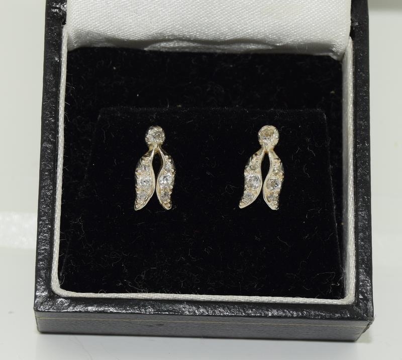 9ct gold ladies diamond drop earrings