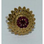 9ct gold tested ladies antique set garnet set ring size L