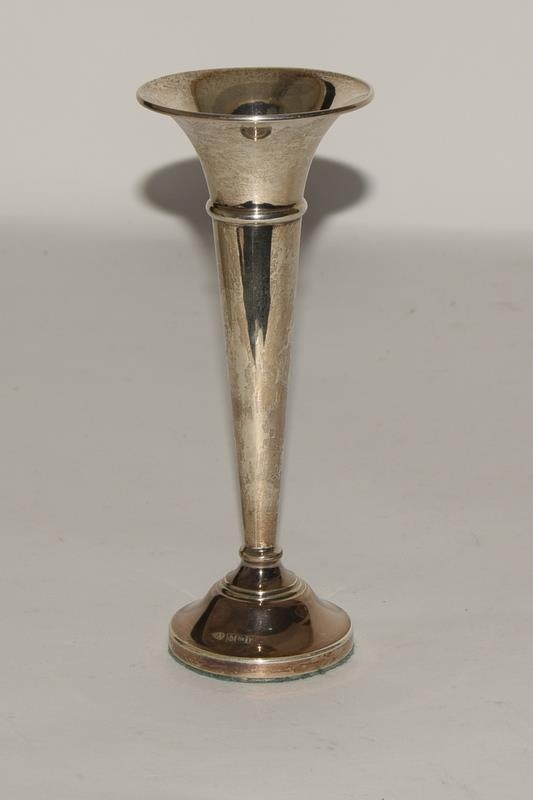 Silver tall posy vase ,silver ink well,and silver dressing table pot - Image 2 of 5