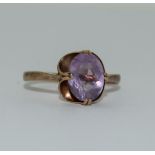 9ct gold amethyst ring size P