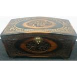 Oriental carved camphor wood chest with brass fitments 98x48x51cm.