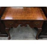 Antique 19th Century walnut lowboy of small proportions with brass handles to front resting on