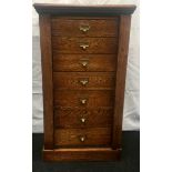 Antique oak wellington chest of seven graduated drawers sadly the locking key is missing on plinth