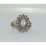 9ct white gold ladies cluster ring size M