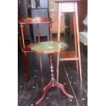 Mahogany lamp table together with a two tier mahogany hall table and a mahogany plant/pot stand (3).