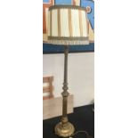 Gilt decorative standard lamp with shade 190cm tall.