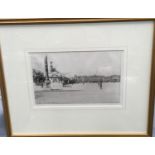 "Eugene Bejot" Place De La Concorde etching signed in pencil in the margin 50x40cm frame 28x17cm