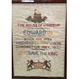 Edward VII framed sampler 45x35cm