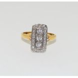 A gold on silver plaque CZ ring, size P