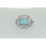 Silver and Turquoise ring size S