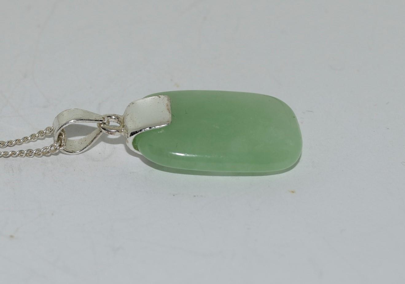 Apple jade 925 silver pendant. - Image 2 of 3