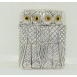 Silver plated owl vesta case