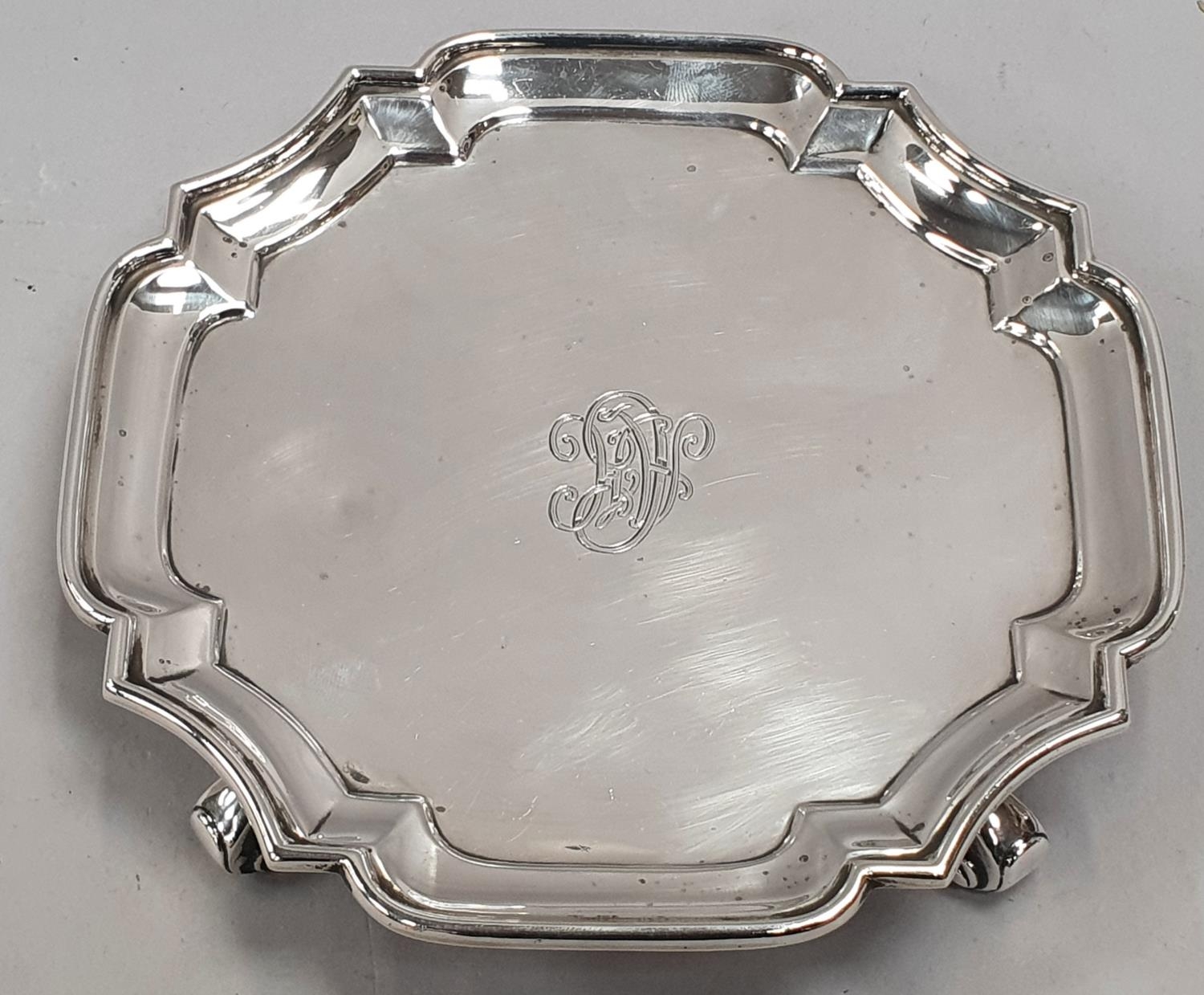 Sterling silver card tray - London 1927 by CS Harris & Sons Ltd - approx 218 grams. - Image 2 of 5