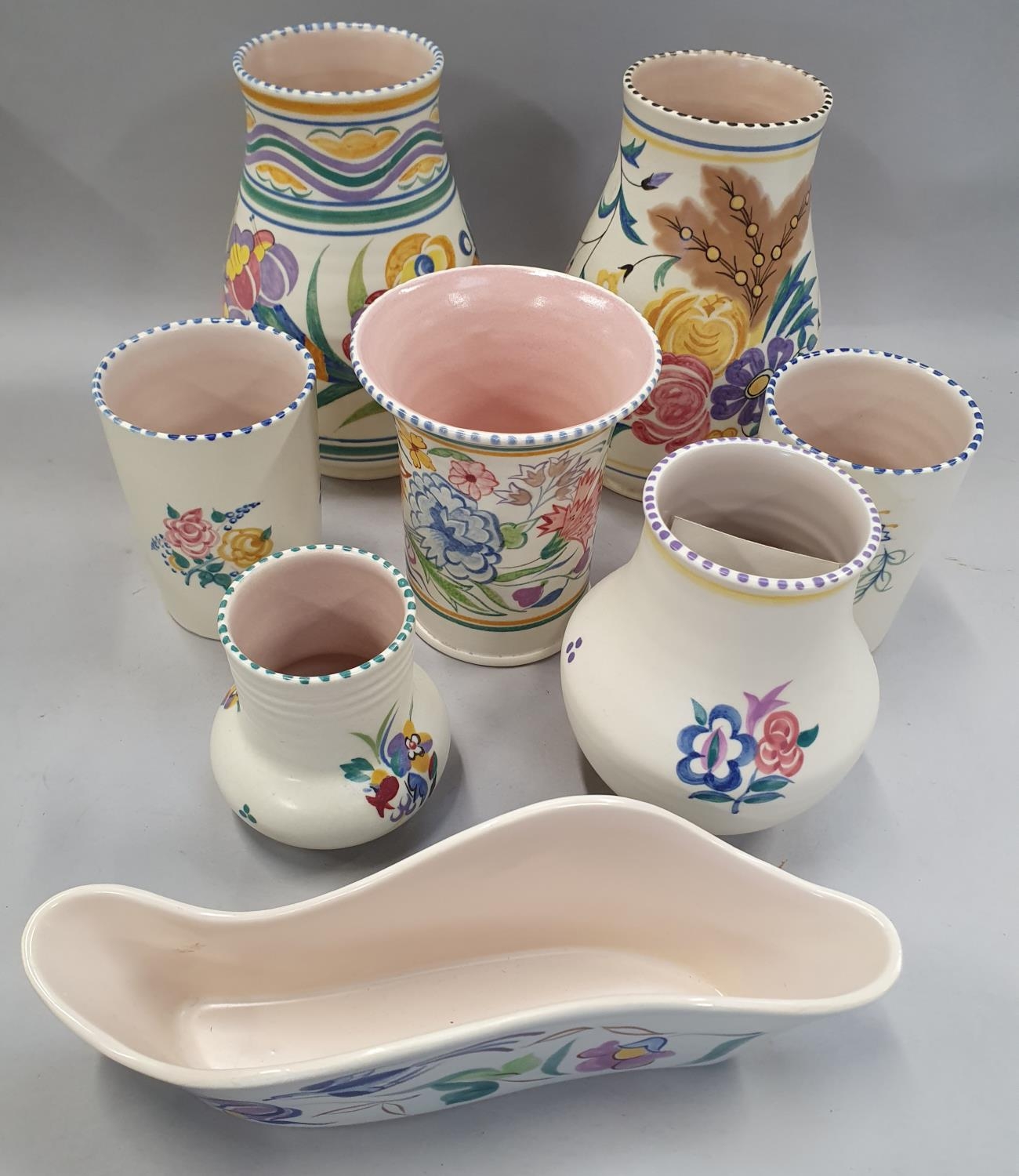 Traditional pattern Poole Pottery vases including Patricia Wells Vase.