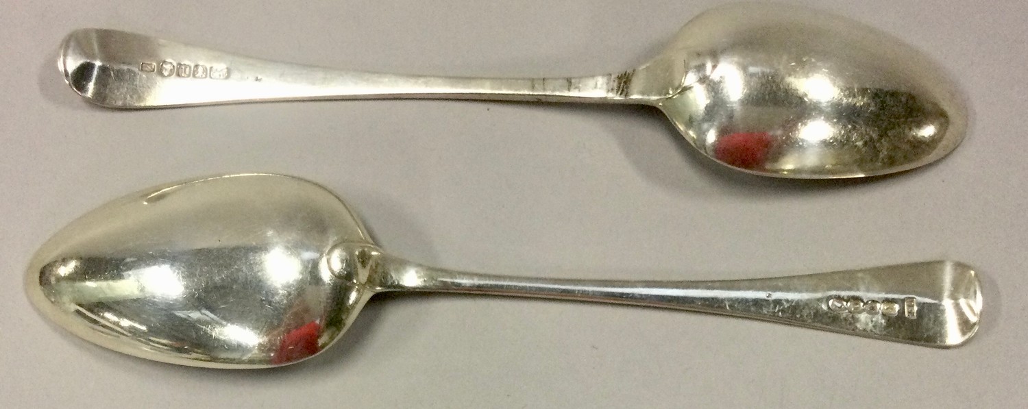 Pair of Georgian silver rat tail serving spoons London 1786,London 1811 - Image 2 of 5
