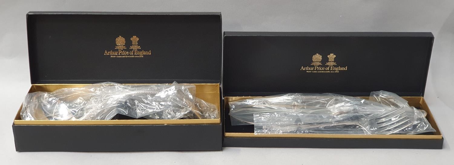 Arthur Price fish servers and soup ladle boxed.