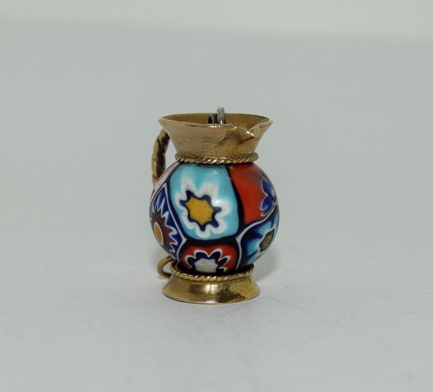 9ct gold charm as a Bavarian drinking Stine with enameled decoration - Image 3 of 8