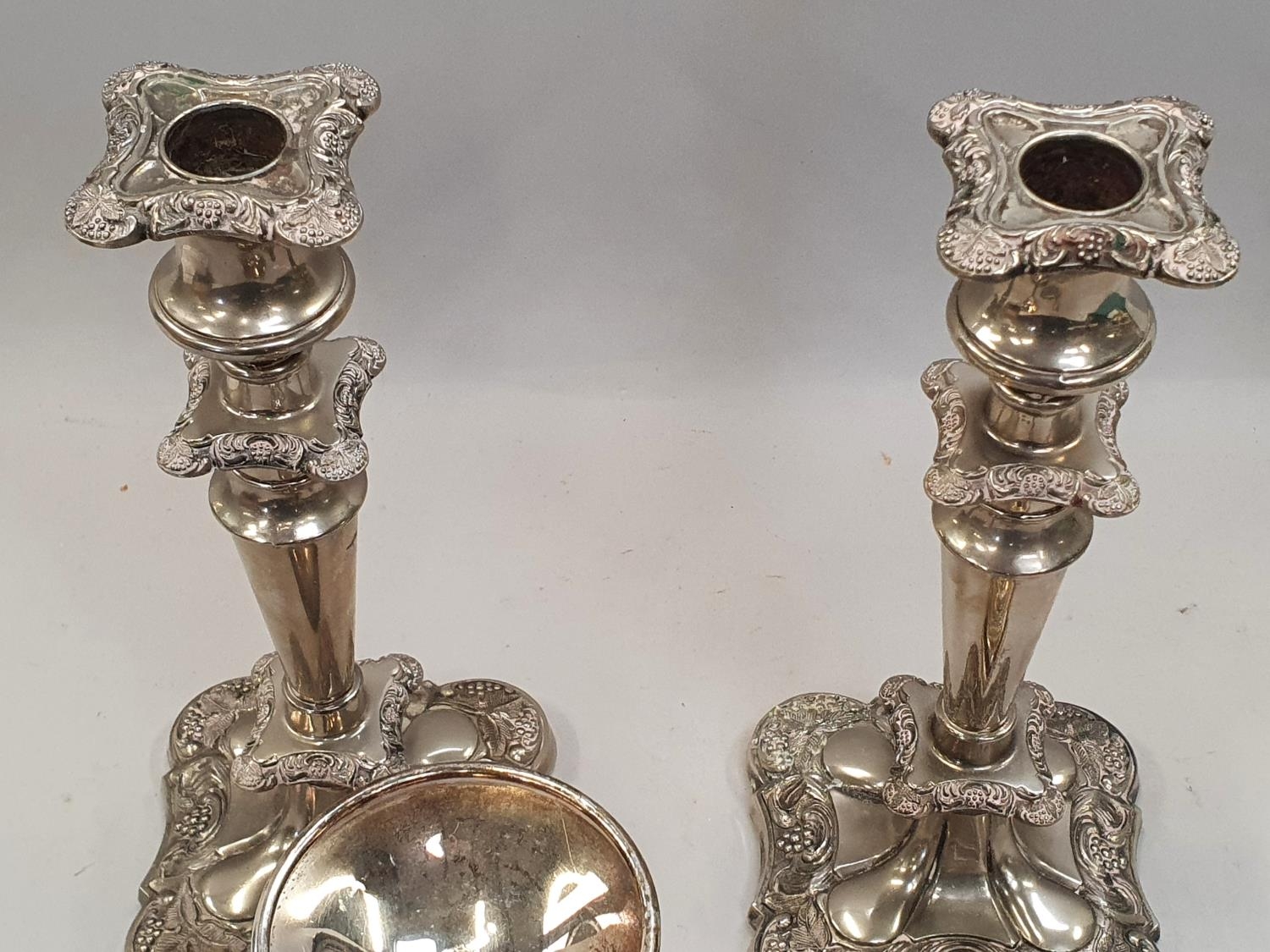 Pair of large silver plated candlesticks and others - Image 2 of 4