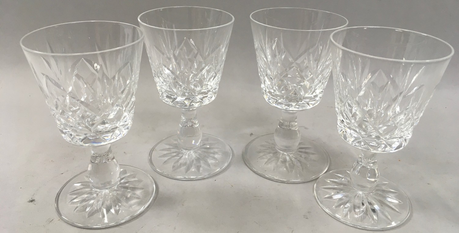 4 stemmed Stuart Crystal stemmed wine glasses a stemmed fluted early 19C stemmed glass and 6 Crystal - Image 4 of 4