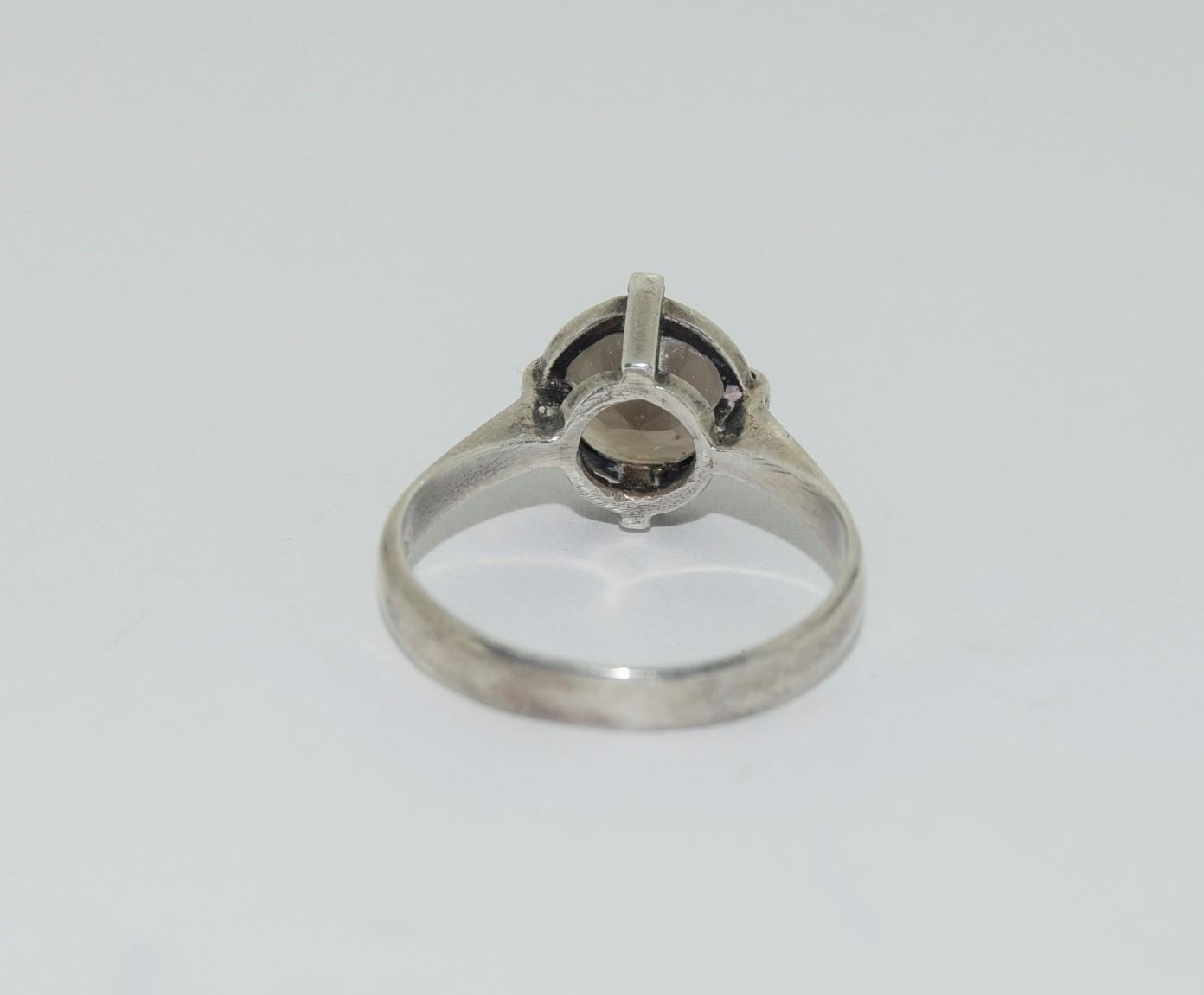 Silver ladies Smoky Quartz ring. Size M. - Image 3 of 3