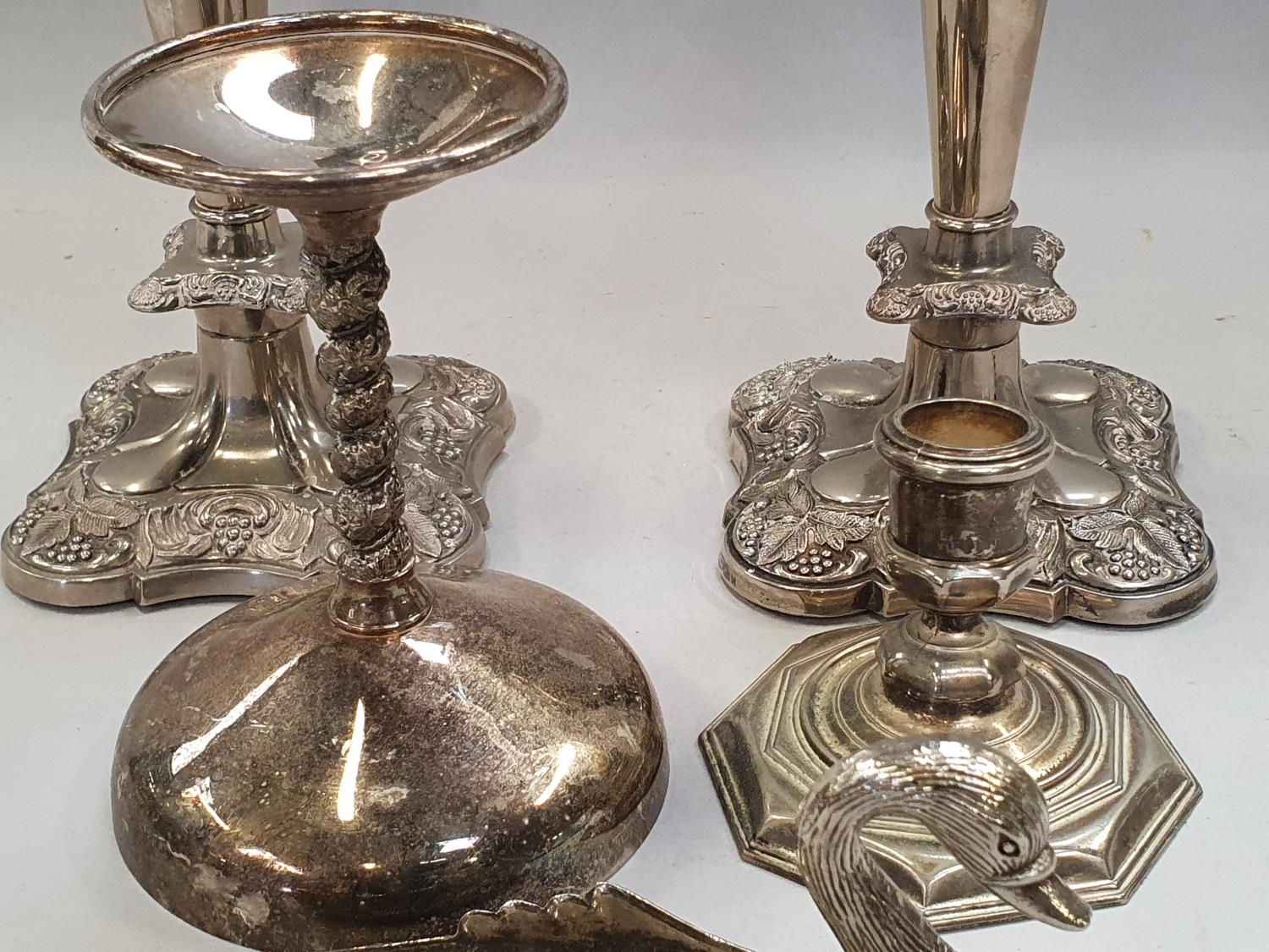 Pair of large silver plated candlesticks and others - Image 3 of 4
