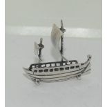 Silver figure of a sailing boat stamped 925