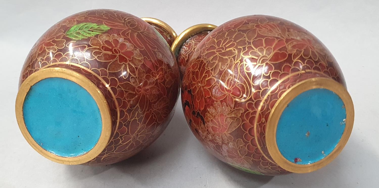 Pair of Cloisonné vases. - Image 5 of 5