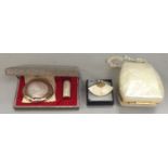 Vintage ladies powder compact and lipstick set with mirror together with another boxed compact and