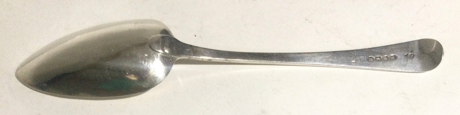 Pair Georgian rat tail silver serving spoons London 1805,1806 - Image 5 of 6