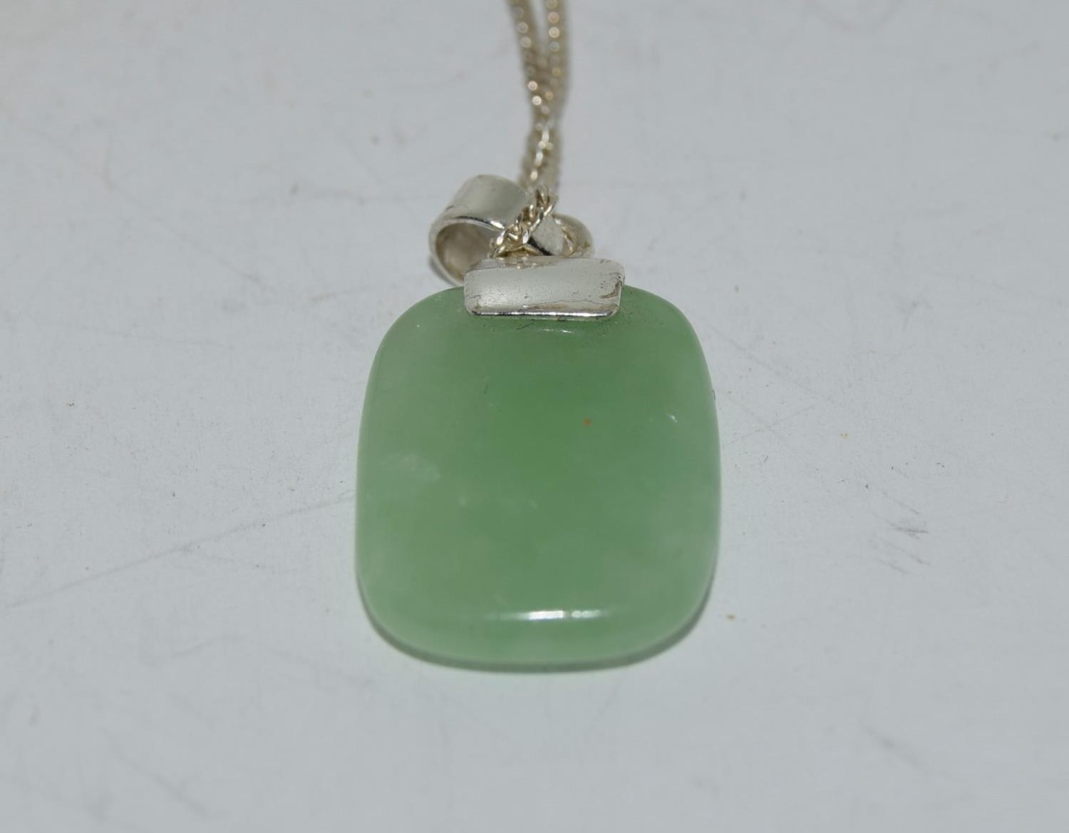 Apple jade 925 silver pendant. - Image 3 of 3