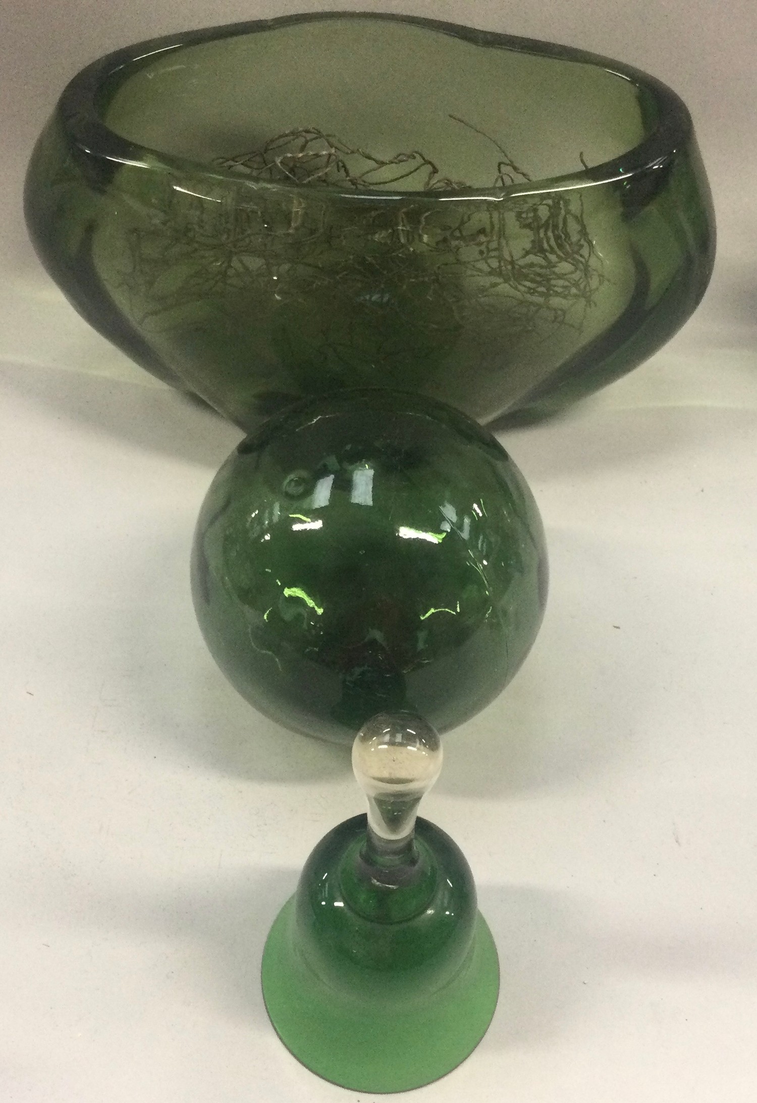 19th century cut glass champagne flute, engraved glass vase, small collection of marbles and further - Image 3 of 4