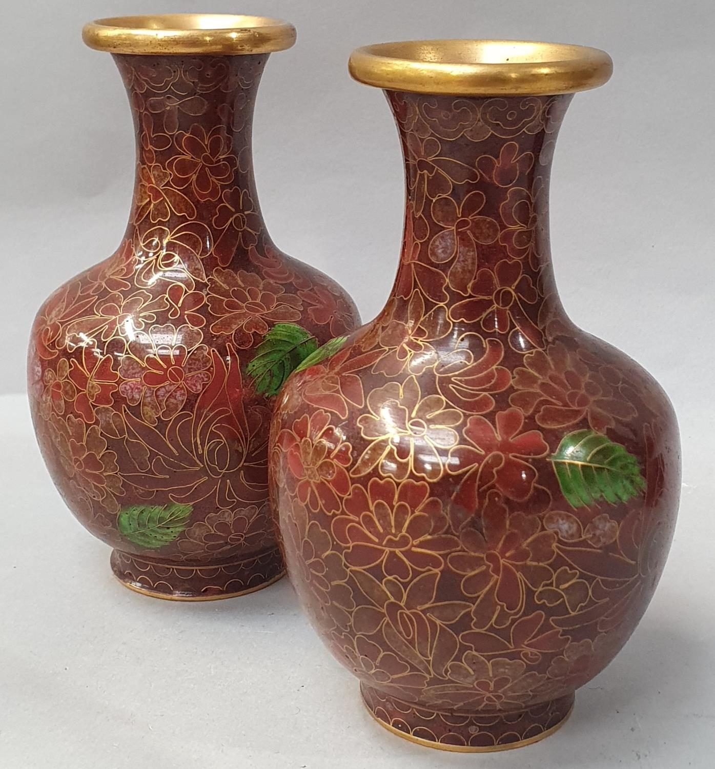 Pair of Cloisonné vases. - Image 3 of 5