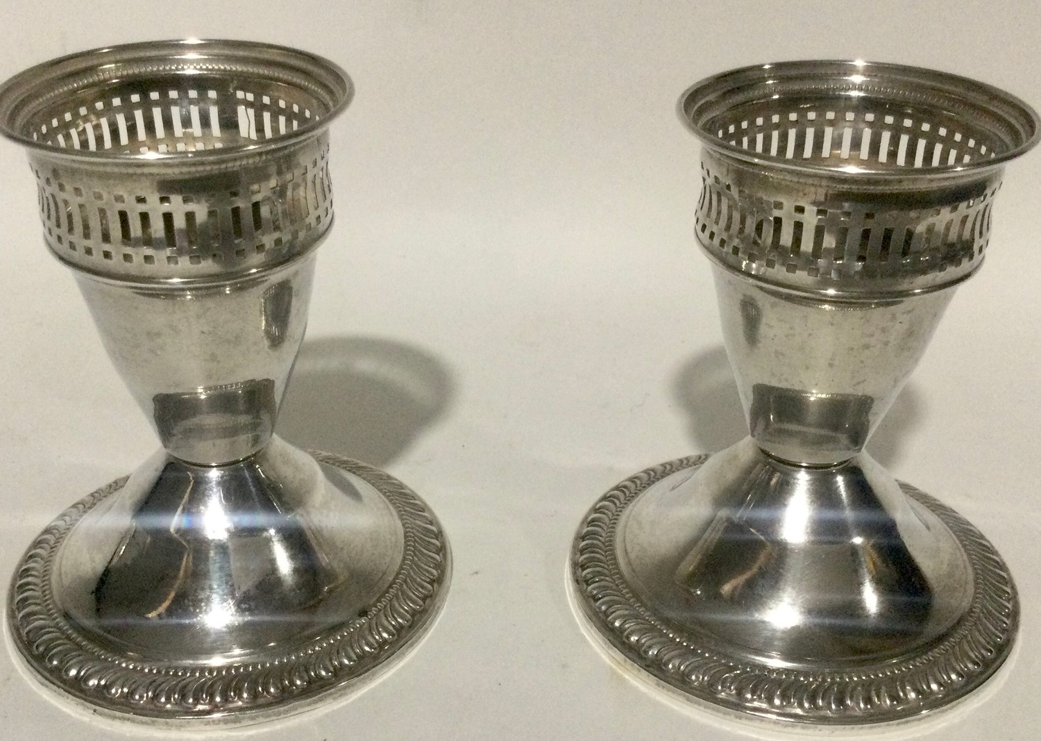 Pair sterling silver dwarf candle sticks 8cm tall - Image 2 of 6