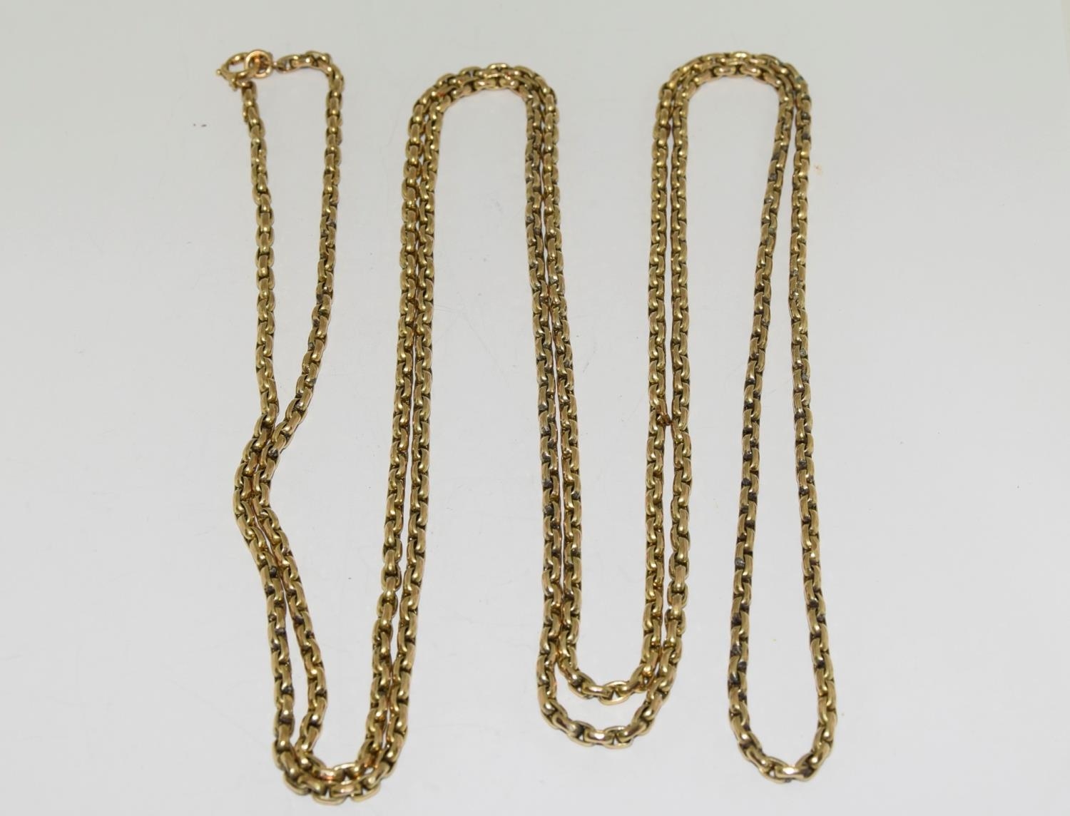 9ct gold ladies guard chain 145cm long 31.5gm