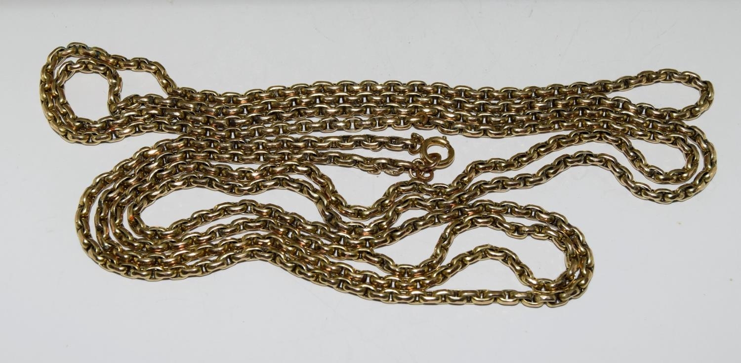 9ct gold ladies guard chain 145cm long 31.5gm - Image 4 of 4