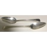 Pair Georgian rat tail silver serving spoons London 1805,1806