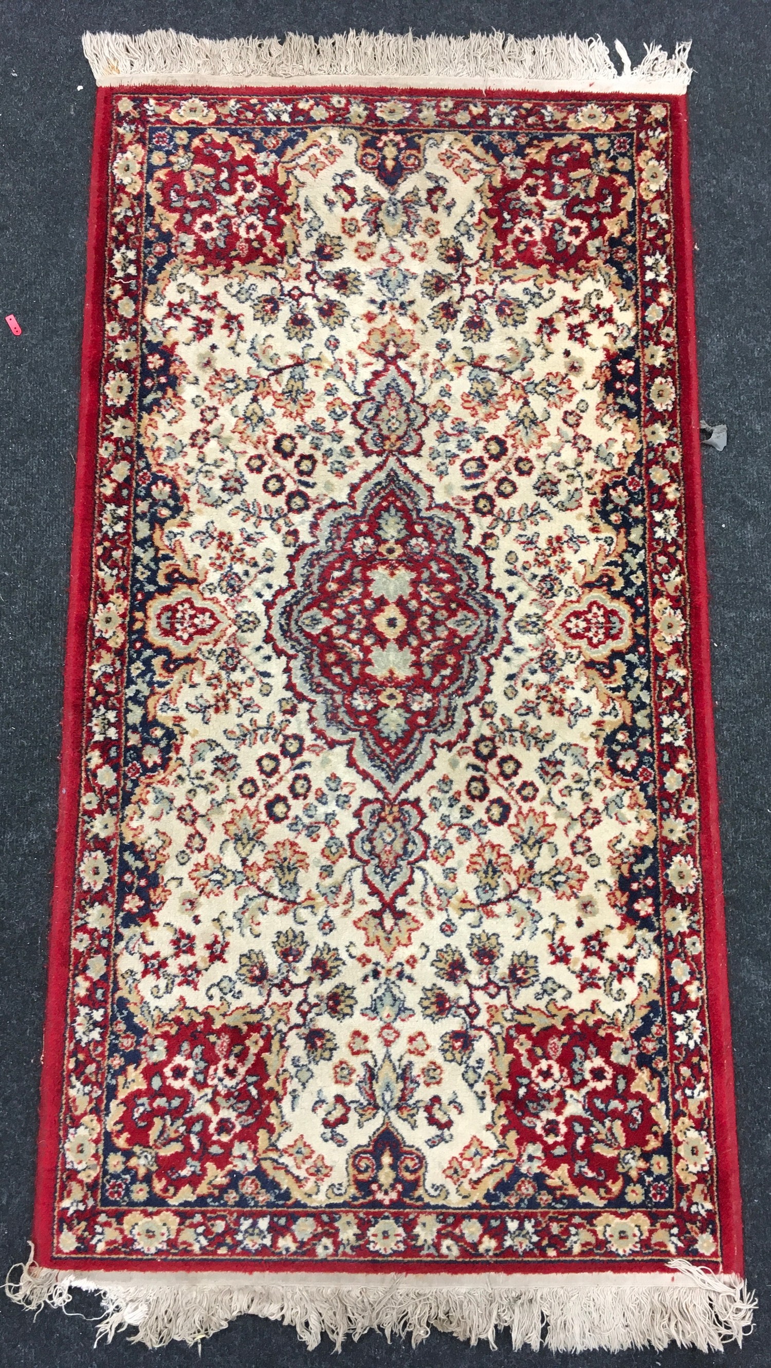 Iranian maroon floor rug with beige inner pattern 130x70cm