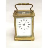 Brass cased carriage clock with key marked M.M.C France working