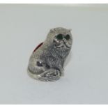 Sterling silver cat pincushion