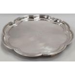 Sterling silver salver with scalloped rim - Sheffield 1929 by Mappin & Webb - approx 1181 grams.