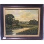 "Terence Grundy"oil on canvas of a rual country scene signed to bottom right 65x55cm