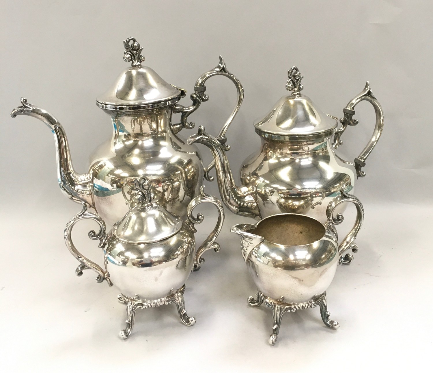 Silver plated 4 piece teaset together a silver plate butlers tray and a claret jug - Image 3 of 4