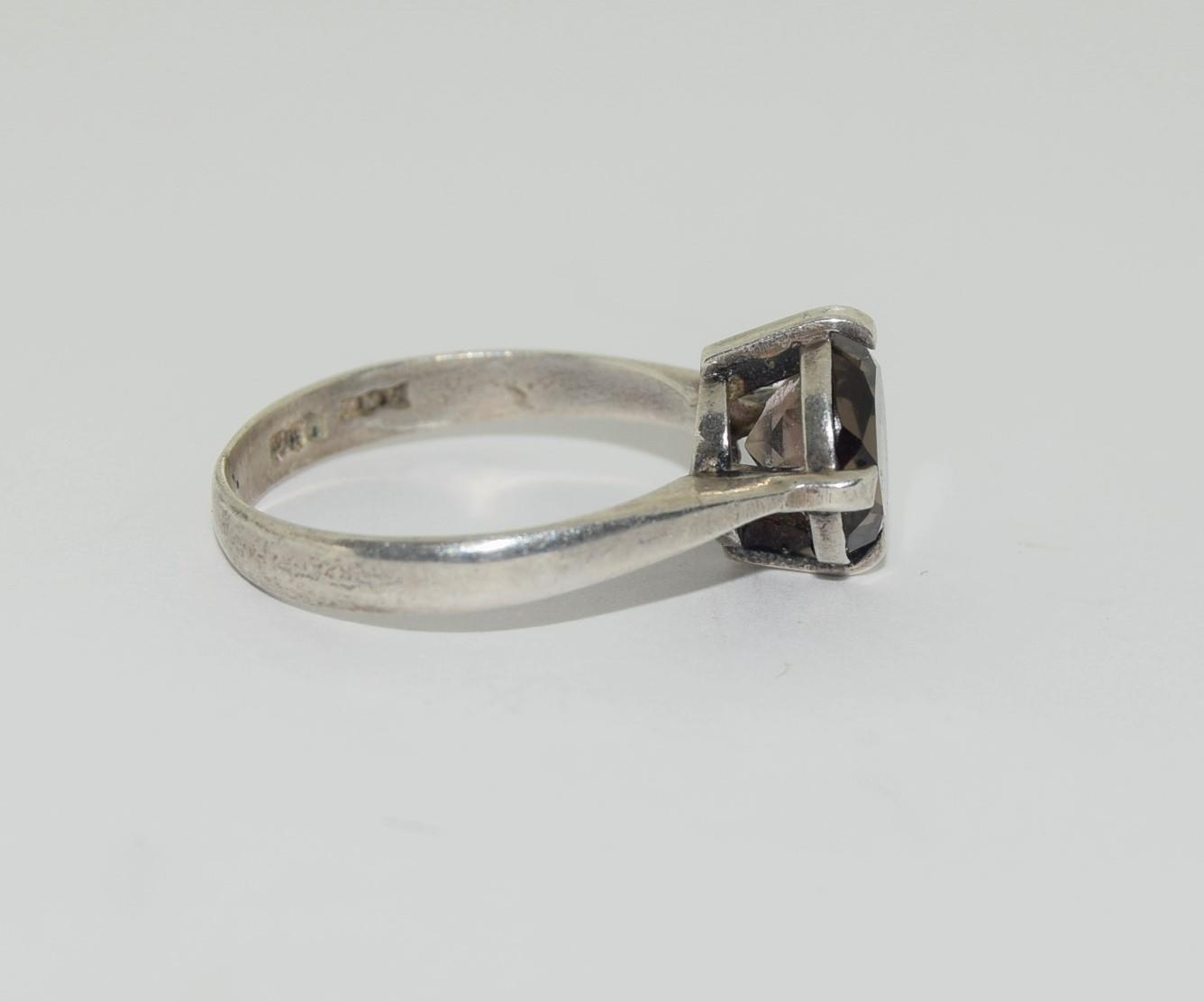 Silver ladies Smoky Quartz ring. Size M. - Image 2 of 3