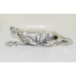 Silver plated document clip in the form of a fish