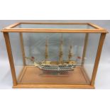 Wooden cased model of HMS Victory